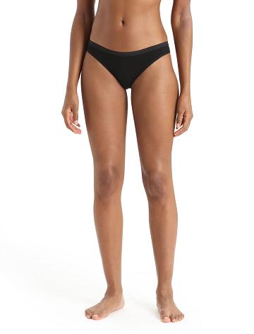 Women's Icebreaker Merino Siren Bikini Briefs Underwear Black | CA 1224FDNM